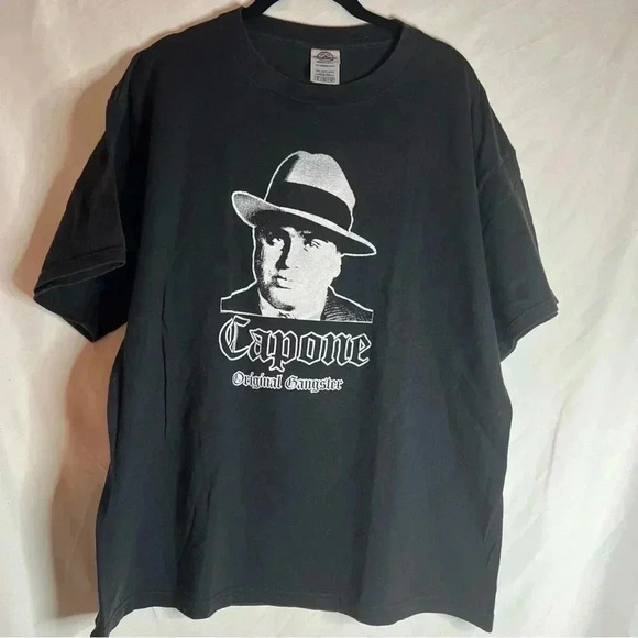 Vintage Al Capone Serial Killer T Shirt Mens XL Black Short Sleeve RARE Gangster - Picture 1 of 8
